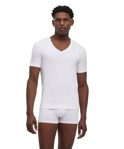 FALKE Herren Unterwäsche Daily Comfort Multipack Deep V Neck T-Shirt 2 Stück, Weiß - Luxuriöse Baumwolle sorgt für angenehmen Tragekomfort im Business und Alltag; der tiefe V-Ausschnitt bleibt unter Oberhemden unsichtbar. Flache Nähte und körpernahe Passform bieten uneingeschränkte Bewegungsfreiheit.