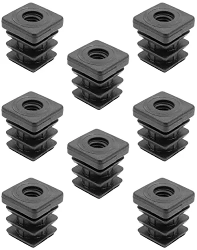 Design61 8x Gewindestopfen Justierstopfen Fußkappen Einsteckbuchse für Quadratrohre 20x20 mm mit M8 Innengewinde Traglast bis 200Kg für Wandstärke 1,5-2 mm