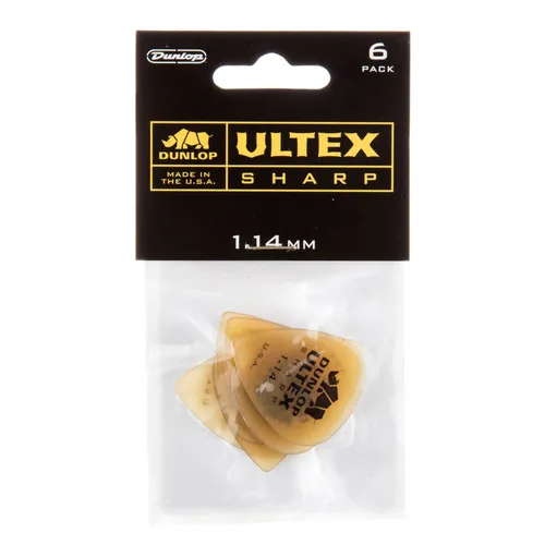 Dunlop Ultex Sharp Players Picks 1.14 - 72 Stück - Plektren Set mit 72 Stück, Stärke 1,14 mm, bietet präzise Ansprache und lange Haltbarkeit für professionelle Musiker.