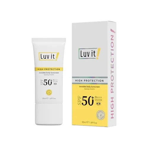 Luv it! Anti-Flecken Sonnencreme LSF 50+ PA++++, 50ml – Unsichtbarer täglicher Sonnenschutz - Hochwertige Sonnencreme mit LSF 50+ für effektiven Schutz vor UVA/UVB-Strahlen. Die leichte Formel zieht schnell ein und eignet sich perfekt als Make-up-Unterlage. Ideal für die tägliche Pflege und zum Schutz vor Pigmentflecken.