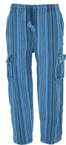 Guru-Shop Relaxhose Wohlfühlhose - Blau, Ethno Style für Männer - Bequeme Relaxhose im Ethno Style aus hochwertiger Baumwolle. Mit elastischem Bund und praktischen Taschen für Alltag und Freizeit. Ideal für entspannte Tage!