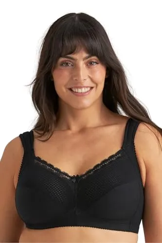 Miss Mary Diamond Soft Bra BH Schwarz C 80 Damen - Funktionsunterwäsche mit optimalem Komfort für den ganzen Tag - bügelloser Soft-BH mit breiten, gepolsterten Trägern für entlastenden Halt und perfekte Passform.