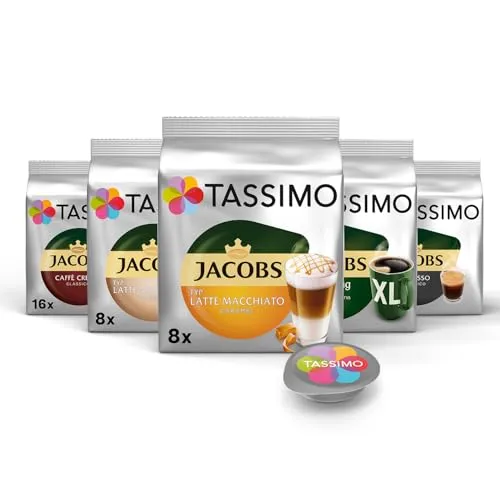 Tassimo Kapseln Probierbox, Vielfaltspaket, 64 Pads, 5 Sorten
