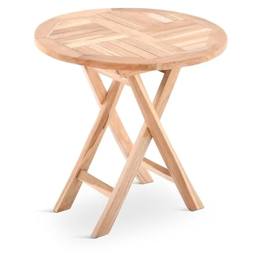 MACOShopde by MACO Möbel Raburg Garten-Beistelltisch RUND in Natur - Teak-Holz, 50 cm Durchmesser, 50 cm hoch