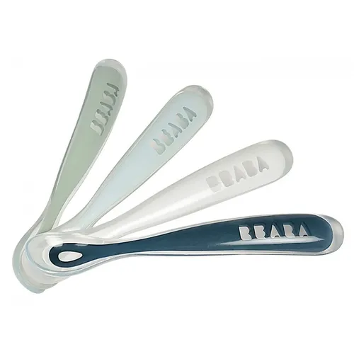 BÉABA Baby Löffel 4er Set Silikon Fütterlöffel Erste Mahlzeit Regenbogen