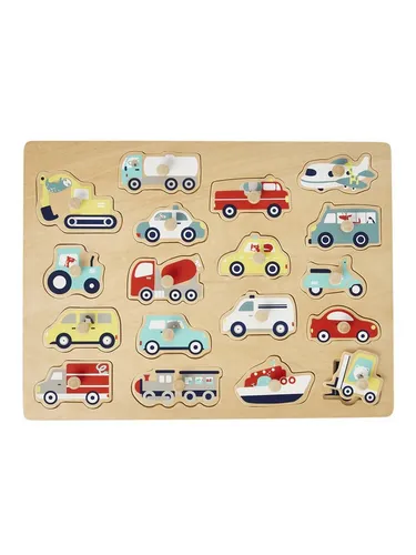 vertbaudet Puzzle Baby Auto-Steckpuzzle, Holz FSC®, Puzzleteile