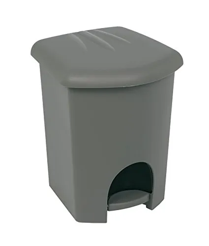 Plast Team Tret-Abfalleimer 16 Liter - Silber - Haushaltszubehör mit bequemem Tretpedal für müheloses Öffnen und Schließen. Inkl. Einsatz mit Henkel für einfache Entsorgung. Ideal für saubere und ordentliche Räume.