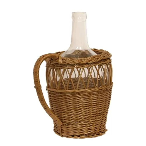 lilawelt24 2L Flasche mit Weidenkorb Weinflasche| Likörflasche |Essig-Öl Flaschen | Schnapsflasche |Karaffe