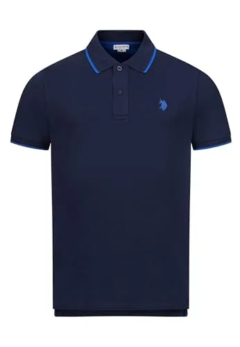 U.S. POLO ASSN. Herren Classic Fit Kurzarm Poloshirt - Navy-Royal Größe M - Poloshirt für Herren im Classic Fit mit 95% Baumwolle für hohen Tragekomfort und sportlich-elegantes Design, ideal für Business Casual und Freizeit.