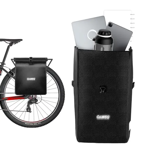 OnWEG Fahrradtasche für Gepäckträger, Große & wasserdichte Gepäckträgertasche & Umhängetasche [28L], 2 in 1 Fahrradtasche mit Reflektoren - Inkl. Tragegurt & Innenfächer