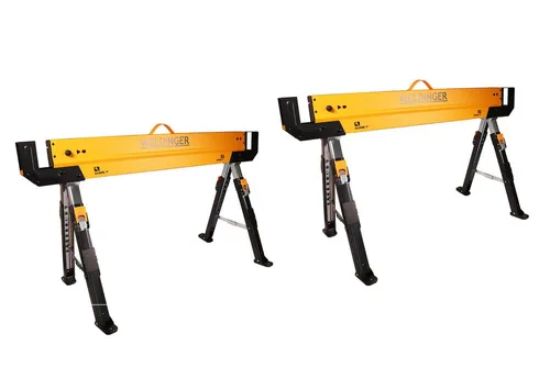 WELDINGER Sägebock 2er-Set, verstellbar und belastbar bis 650 kg - Sägeböcke für Garten, Werkstatt und Baustelle, mit verstellbaren Beinen für optimale Stabilität und einer maximalen Belastbarkeit von 650 kg pro Bock.