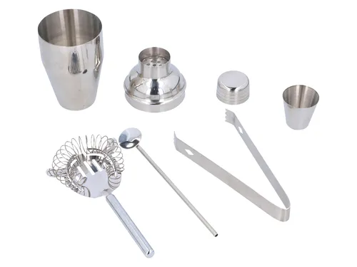 ALPINA Cocktail-Set 10185, 5-Teilig, Shaker 350ml, rostfrei, Edelstahl