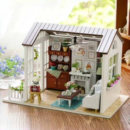 CUTEROOM DIY Puppenhaus aus Holz, Handcraft, Miniatur Kit-Salon, Modell und Möbel, Zeigen Fotos und Unterricht in Englisch (Z008)