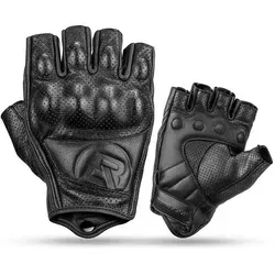 Fingerlose Motorradhandschuhe mit Knöchelschutz, Größe M, schwarz