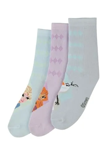 ONOMATO! Frozen - Die Eiskönigin Anna Elsa Kinder Mädchen Socken Set 3 Paar, Größe:23/26