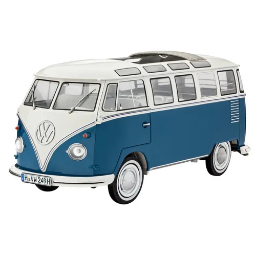 Revell 07009 Modellbausatz Auto 1:16 - Volkswagen VW T1 Bulli Samba Bus, detailgetreue Nachbildung mit beweglichen Türen und vielen Chromteilen