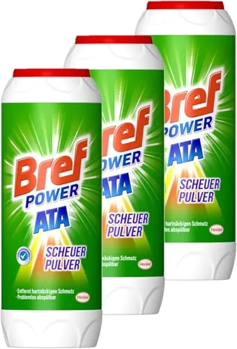 Bref Power ATA Scheuerpulver, 3 x 500g, gegen hartnäckige Verschmutzungen und Kalkablagerungen