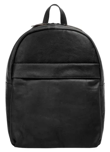 X-Zone Laptoprucksack aus echtem Leder, schwarz - Rucksack aus 100% Rindleder mit praktischem Laptopfach für Geräte bis 12 Zoll, ideal für stilbewusste Nutzer. Perfekt für den Alltag oder das Büro.