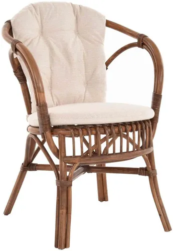 Krines Home Relaxsessel im skandinavischen Stil - Klassischer Korbstuhl aus Natur-Rattan mit bequemen Kissen. Ideal für entspannte Stunden und stilvolle Akzente in Ihrem Zuhause.