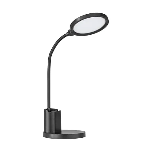 EGLO LED Tischlampe Brolini mit Akku - Moderne Schreibtischlampe mit Touch-Dimmer und einstellbarer Lichtfarbe (warmweiß - kaltweiß), ideal für Büro und Home Office. Praktischer Stift- und Smartphone-Halter integriert.