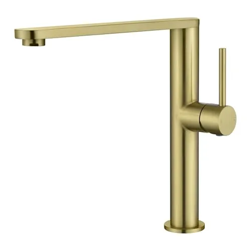 Tohlar Wasserhahn Küche, Spülbeckenarmatur, Einhebel Küchenarmatur aus Edelstahl 360° schwenkbarer Armatur, einfache Montage am Spülbecken, Gebürstetes Gold