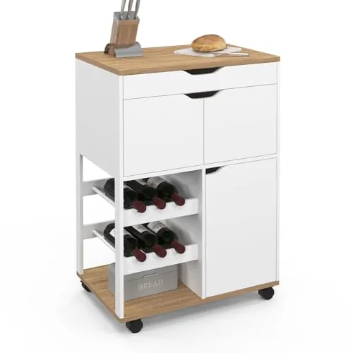 IDMarket Küchenwagen COSY mit Schränken und Flaschenablage