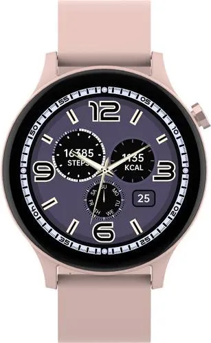 Denver SWC-338RO ROSE Smartwatch 44mm - Stylische Bluetooth-Smartwatch mit 1,38-Zoll-TFT-Display, über 100 Sportmodi und Anruffunktion. Robustes Design mit IP67-Zertifizierung und bis zu 4 Tage Akkulaufzeit für den täglichen Einsatz.