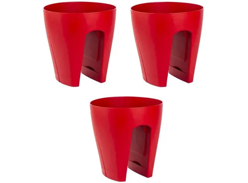 Engelland Blumentopf Geländertopf - Set mit Wasserauffangschalen - Garten-Zubehör, UV-beständig und frostfest, ideal für Geländer bis 8 cm Materialstärke, mit 9 l Fassungsvermögen pro Topf für üppige Bepflanzung.