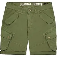 Alpha Industries Herren Combat Shorts - Slim Fit in Dark Olive - Herren-Shorts aus 98% Baumwolle und 2% Elastan, mit bequemer, dehnbarer Passform und schmalem Schnitt. Ideal für lässige Freizeitlooks und aktiv Lifestyle.