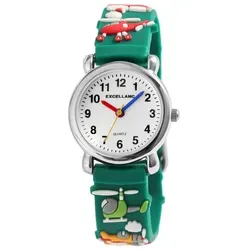 Excellanc Quarzuhr 4500035 - Kinderarmbanduhr mit Silikonarmband - Armbanduhren für Kinder, mit flugzeugmotiviertem Silikonarmband für hohen Tragekomfort und einem präzisen Quarzuhrwerk für zuverlässige Zeitmessung.
