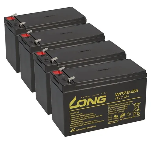 Kung Long VDS WP7,2-12A F2 12V 7,2 Ah Blei AGM Akku Set - 4x Wartungsfreie Blei AGM Akkus mit VdS-Zertifizierung, ideal für Alarmanlagen und unterbrechungsfreie Stromversorgungen. Zuverlässig und langlebig für vielfältige Anwendungen.
