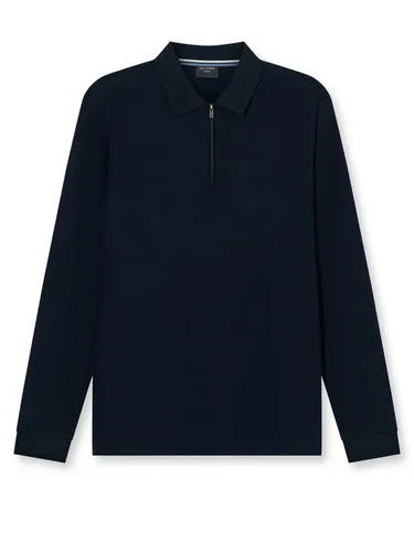 OLYMP Langarm-Poloshirt blau - Casual Style für Herren - Herren-Shirts mit unifarbenem Design, aus 100% Baumwolle für höchsten Tragekomfort. Ideal für lässige Anlässe und perfekt kombinierbar.