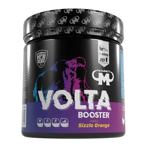 Mammut Nutrition Volta Pre Workout Booster – 400g Sizzle Orange - Aminosäure Beta-Alanin, unterstützt dein Training ohne Koffein, mit hochwertigen Inhaltsstoffen wie Glutapep® und Cognivia® für maximale Leistung.