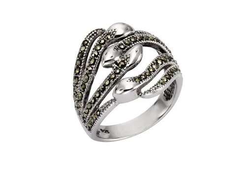 Zeeme Fingerring 925/- Sterling Silber Markasit