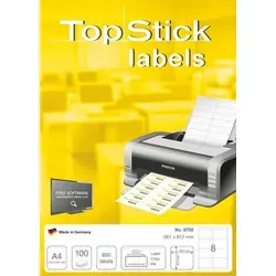 TopStick Universal-Etiketten 99,1x67,7mm - Selbstklebende Papieretiketten in A4, ideal für Adressierung, Preisauszeichnung und Archivierung. Hochwertige Druckerfreundlichkeit und Made in Germany.