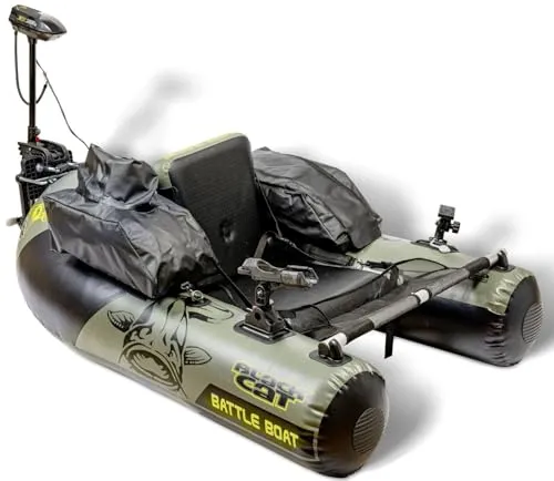 Black Cat Battle Boat Set - Bellyboot mit Elektromotor für Welsangeln - Sonstige Angelart: Süßwasserangeln, ideal für Hecht, Wels und Zander, leichtes Set mit nur 19,3 kg Gesamtgewicht, perfekt für entspannte Angelausflüge.