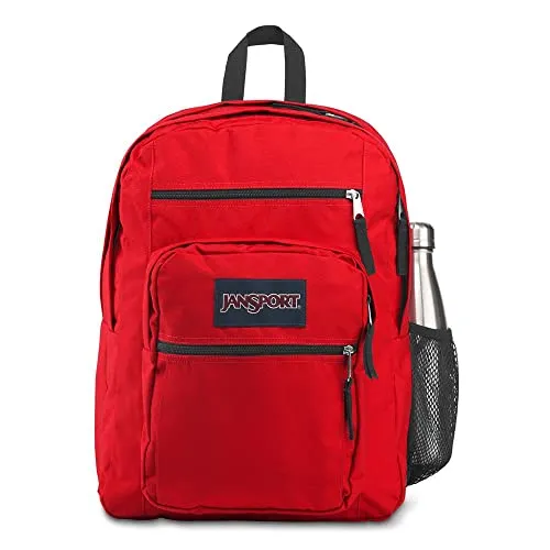 JanSport BIG STUDENT Rucksack - Großer 15 Zoll Laptoprucksack in Rot mit ergonomischen S-Kurven-Schultergurten und umweltfreundlichem Design