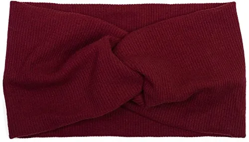 styleBREAKER Damen Haarband mit Twist Knoten in Feinripp Optik | Weiches Stirnband für Sport und Alltag | One Size elastisch, Farbe:Bordeaux-Rot