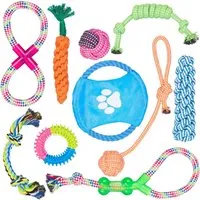 Relaxdays Hundespielzeug Set Baumwolle TPR Bunt Robust 19 cm 0,78 kg