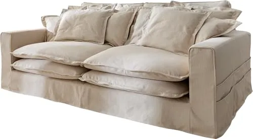 DELIFE Big-Sofa Noelia Elfenbeinfarben 240x145 cm von Delife
