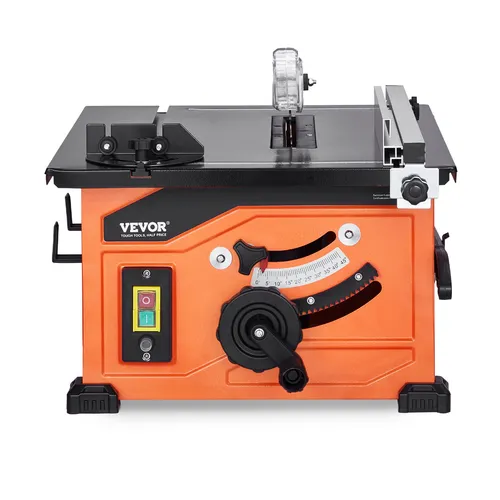 VEVOR Tischkreissäge 210mm 1200W - Präzise Gehrungssäge - Sägen - Hochleistungs Tischkreissäge mit 4800 U/min, ideal für präzise Schnitte bis 45 mm Tiefe und vielseitigen Gehrungsanschlag von -30˚ bis +30˚.