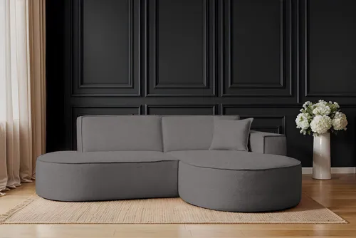 Kaiser Möbel Ecksofa Designer MODENA STUDIO - Anthrazit Rechts - Ecksofa Modena Studio – modernes Design mit hohem Komfort, ideal für skandinavische Wohnräume. Der pflegeleichte Stoff Artico ist haustierfreundlich und bietet Langlebigkeit.