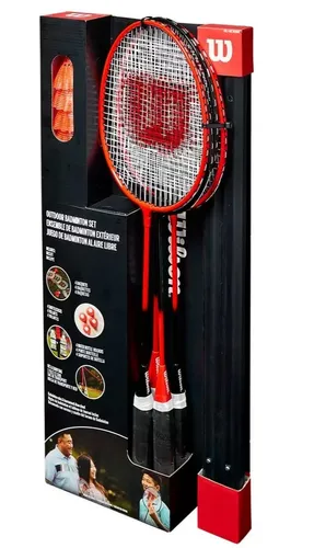 Wilson Badminton-Freizeitset (4x Schläger, 4x Bälle, Netz) rot/schwarz