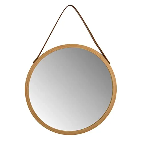 Spirella Adel Hängespiegel rund, 40 cm - Dekorativer Wandspiegel mit Bambusrahmen, ideal für Flur, Bad & Gäste WC - sorgt für optische Weite und ein harmonisches Ambiente.