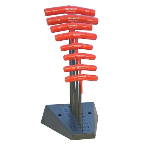 Bondhus 13189 Spiel-Schlüssel T-System metrisch - Innensechskantschlüssel aus Protanium-Stahl mit korrosionsbeständiger Proguard-Oberfläche und kunststoffgetauchtem T-Griff für optimale Drehkraft in engen Stellen.