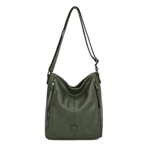 ITALYSHOP24 OBC Damen Umhängetasche Dunkelgrün - Stilvolle Umhängetasche mit kompakten Maßen (33x30x10 cm), ideal für den Alltag. Perfekt für Arbeit oder Freizeit, vereint elegantes Design mit praktischer Funktionalität und hochwertigem Material.