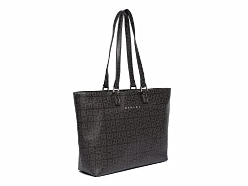 REPLAY Damen FW3333 Shopper, 098 Black - Damen-Schultertaschen, stilvoller Shopper aus hochwertigem Polyurethan mit praktischem Druckknopfverschluss für den perfekten Alltag.
