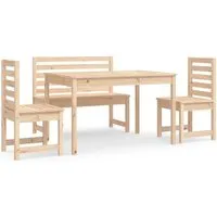 vidaXL 4-tlg. Garten-Essgruppe Massivholz Kiefer - Gartenmöbel-Set aus massivem Kiefernholz, ideal für Terrasse und Garten. Robuste Tischplatte und komfortable Stühle sorgen für gesellige Stunden im Freien.