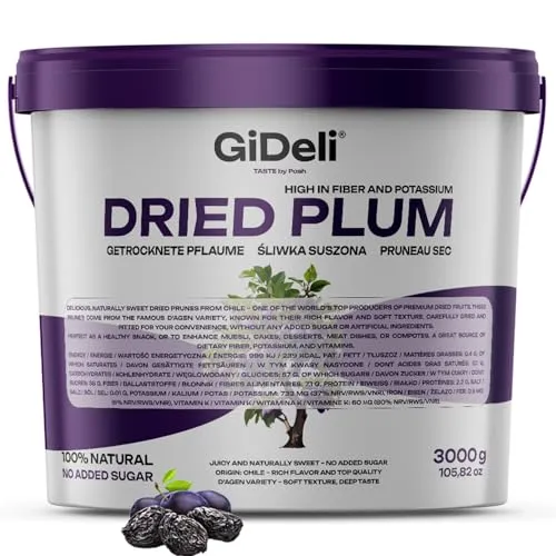 Produktbild GiDeli Getrocknete Pflaumen 3 kg im Eimer ohne stein Ungesüßt aus Chile