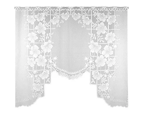 Arsvita Vorhang (1 St), Stangendurchzug, halbtransparent, Bistrogardine in Spitzenoptik, 150cm x 120cm (BxL) mit Stangendurchzug